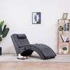 VidaXL Massage Lounge Chair with Pillow Grey Faux Suede Leather