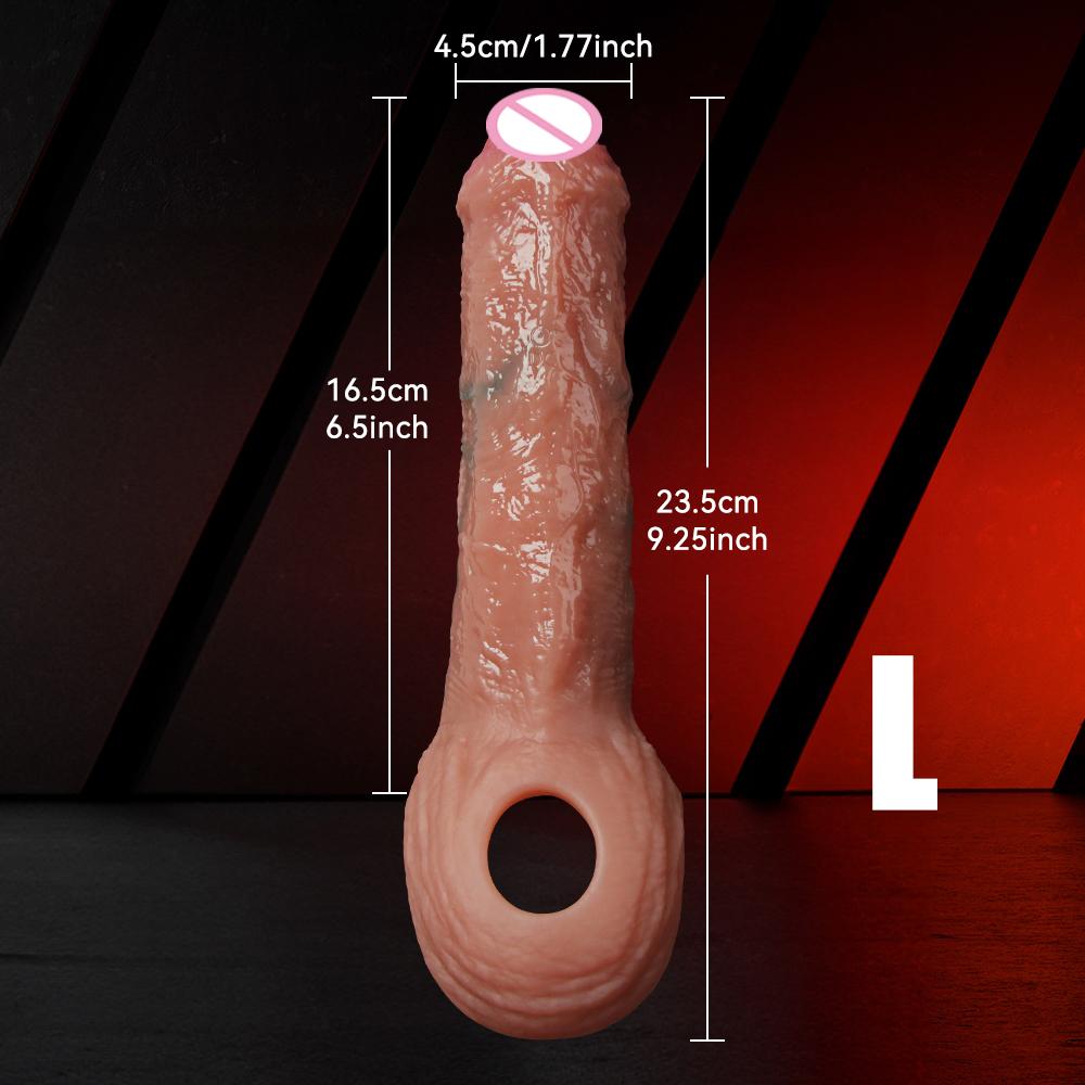 Penis Extender Sex Toys Cock Sleeve Men Adult Sexy Realistic Silicone Delay Ejaculation Enlargement Reusable Condom Training