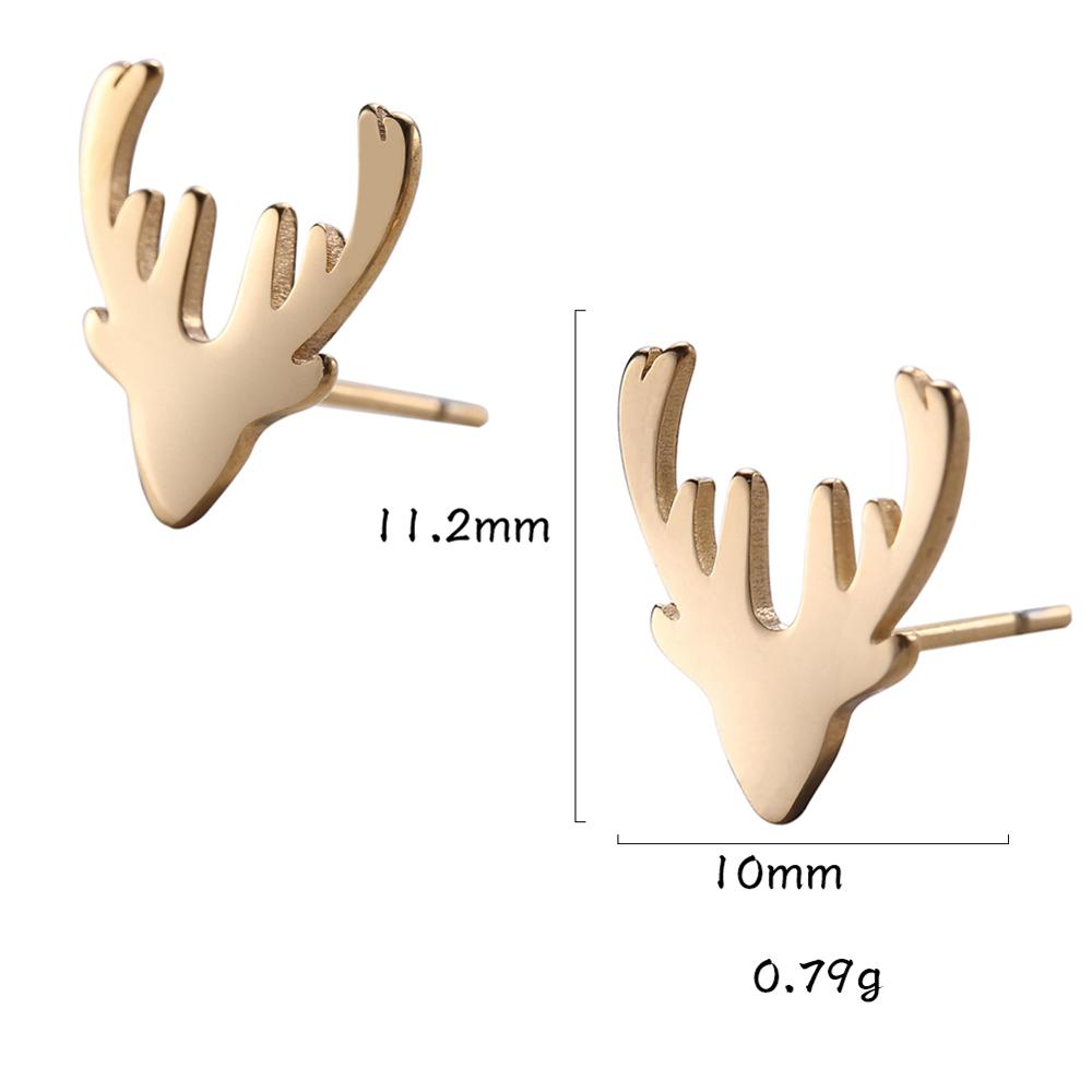 Snowflake Tree Elk Jingle Bell Stud Earring Women Stainless Steel Gold Earrings Jewelry Valentine Gift