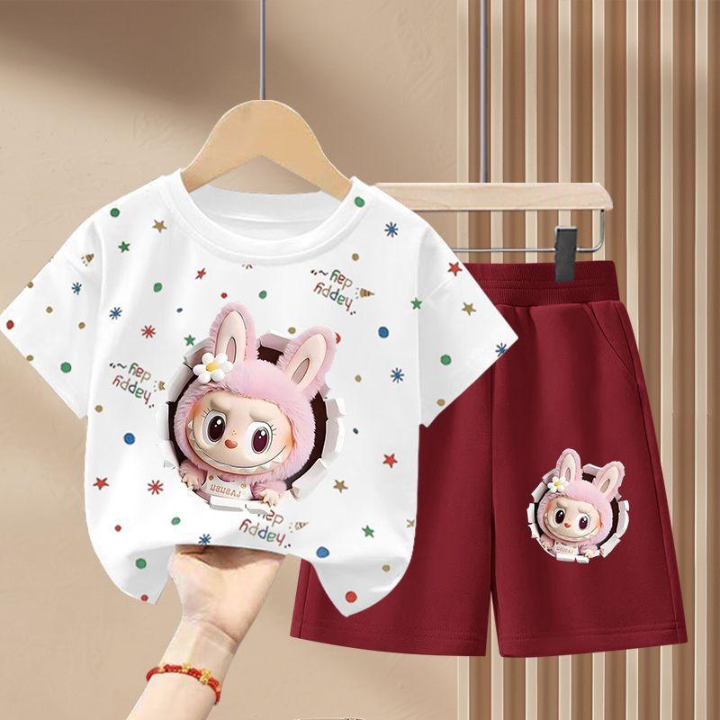 

Cute Labubu Summer Children s Fashion Two-piece Set for Girls 90