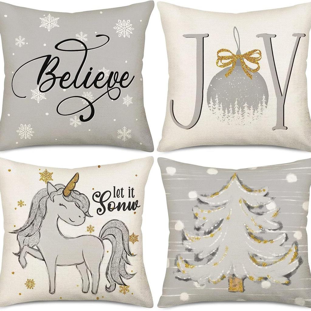 Christmas Snowman Bell Pillowcase Living Room Bedroom Bed Backrest Cushion Home Festive Atmosphere Decoration Backrest