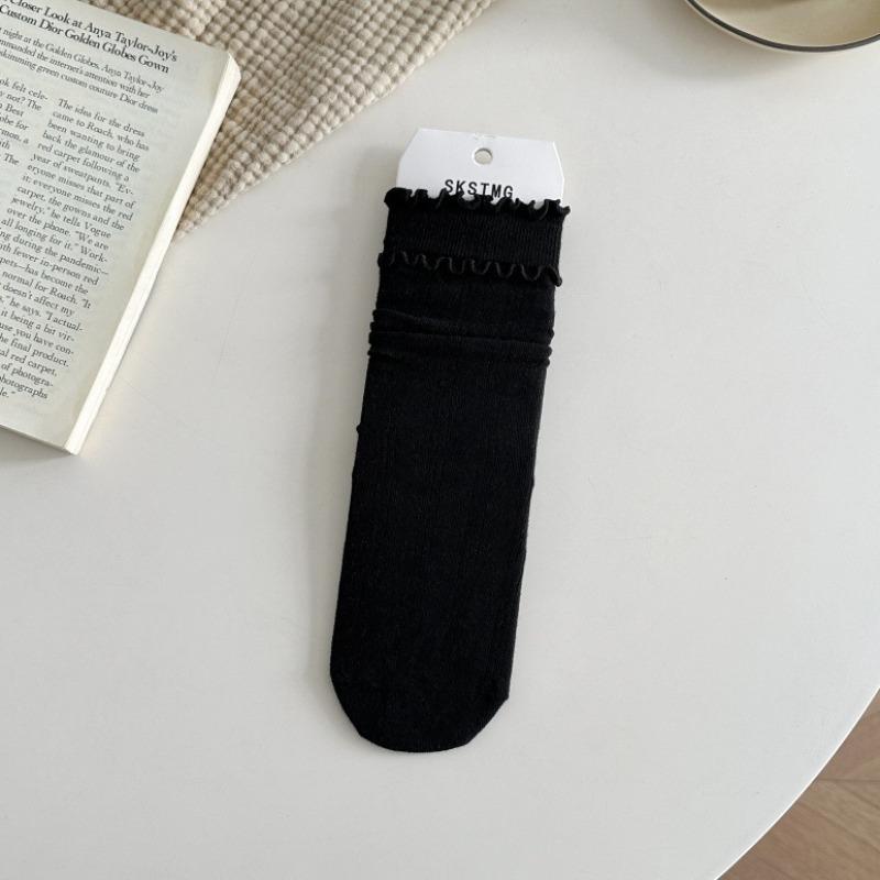 Female Autumn and Winter New Pure Cotton Double Fungus Side In The Tube Pile Socks