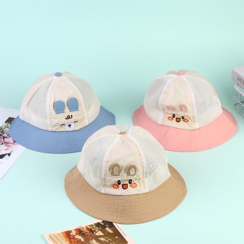 Cartoon Rabbit Baby Bucket Hat Summer Mesh Breathable Infant Girls Boys Fisherman Hats For Kids Outdoor Sunscreen Cap