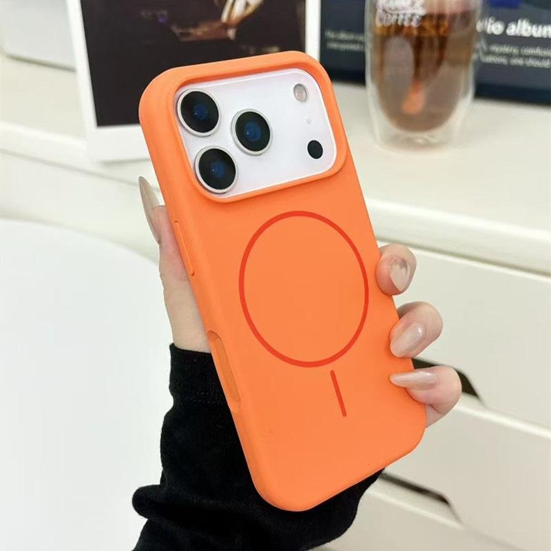 Applicable to Apple 17 thin ring magnetic mobile phone case liquid silicone iPhone16proMax Macaron 15 protective case