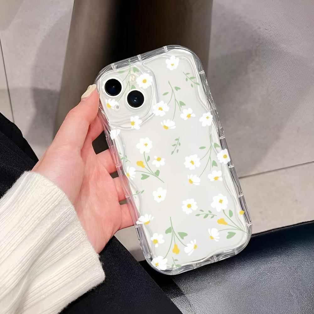

Flowers for IPhone17 Mobile Phone Case 16 Fresh for Apple Anti-fall Silicone New Cream Pattern Transparent Soft Shell For Apple XS