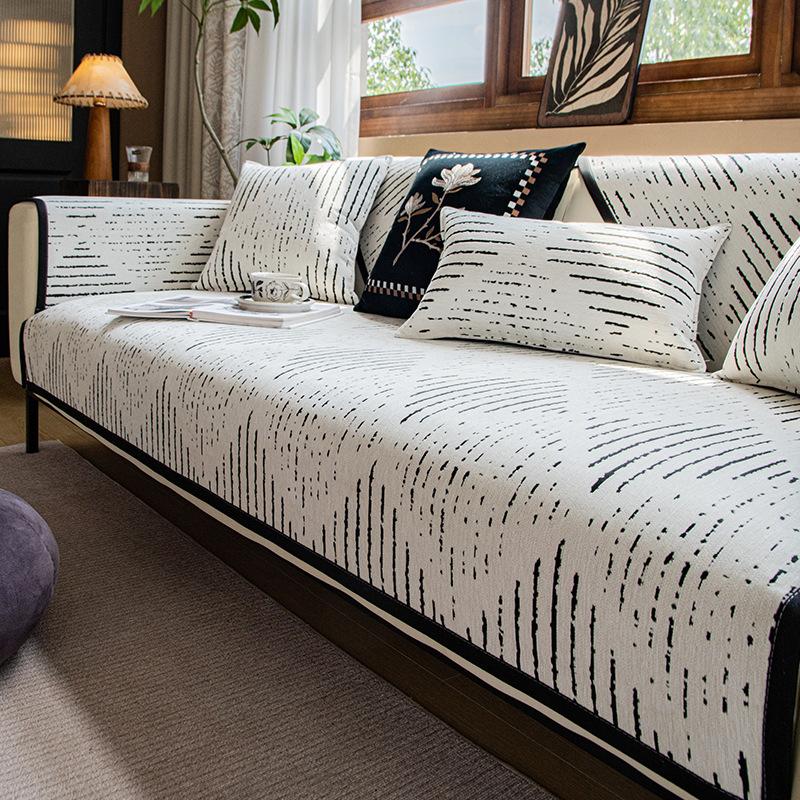 Leichter Luxus High-End Sofakissen Universell für alle Jahreszeiten Neu Rutschfestes Sitzkissen Leder Sofabezug Vollständige Abdeckung Stoffhandtuch