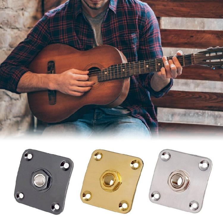 Universal Electric Guitar Output Jacks Base Square Metal Plate 4 Mounting Screws Professional Stability Zinc Alloy