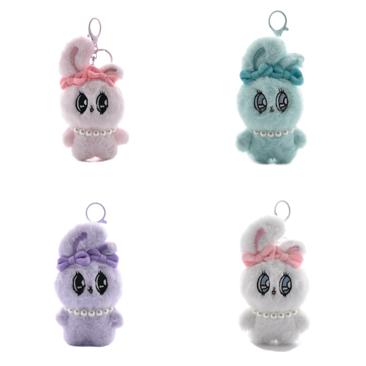 

[SSYIFAN] Esther Bunny Fluffy Korean Key Ring Keychain Cute Fluffy Plush Toy (Set of 4 Colors)