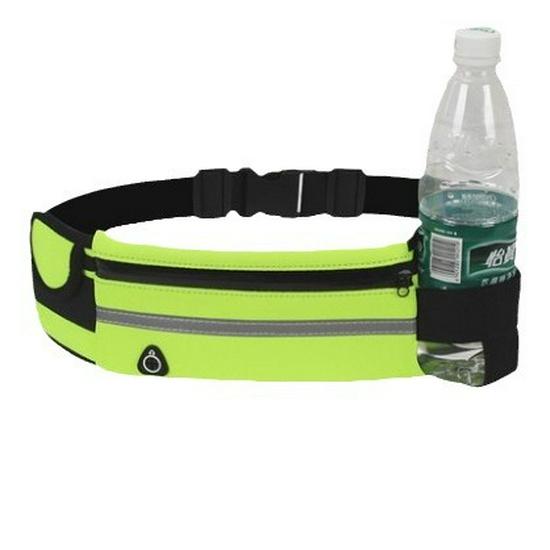 Unisex Multifunctional Running Waist Bag with Water Bottle Holder & Reflective Strips