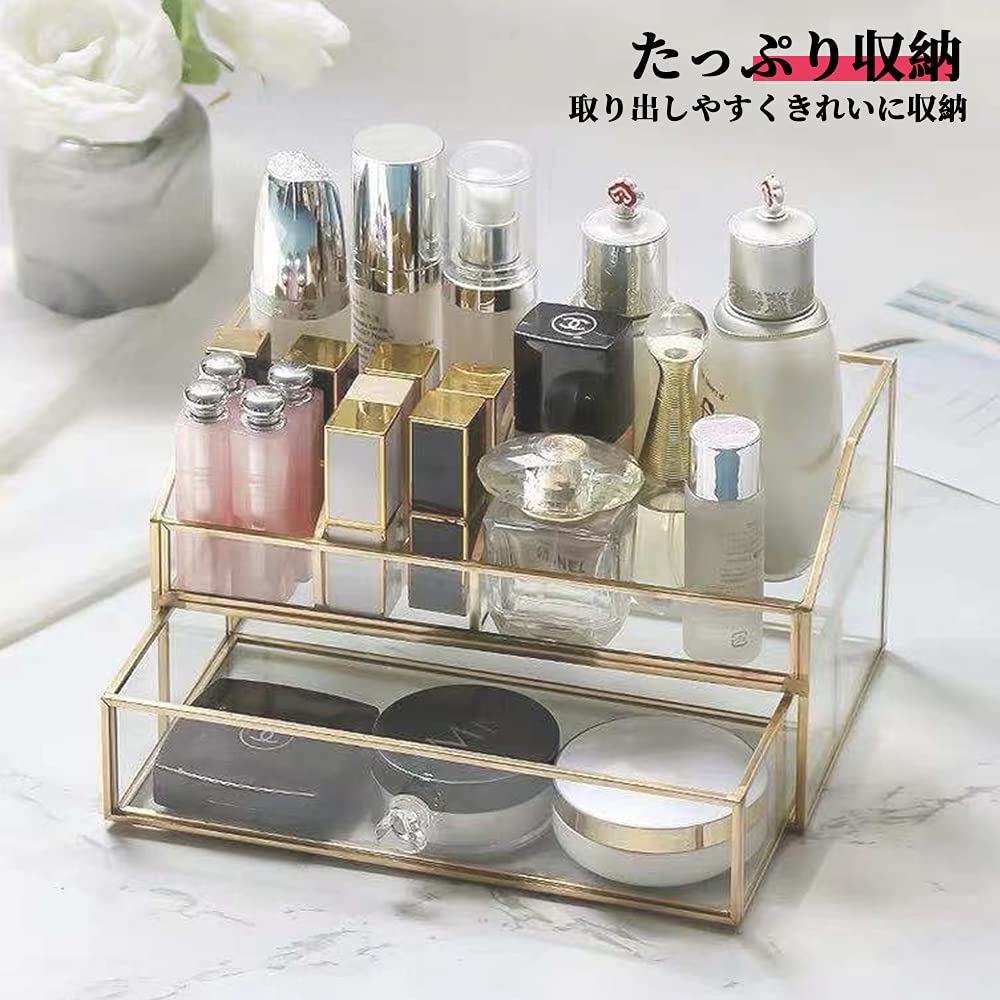BelleLife Cosmetic Makeup Small Item Cosmetic Storage Transparent Glass and Desktop Lipstick Clear Nail Gel Makeup Brush Cute Storage, Storage,