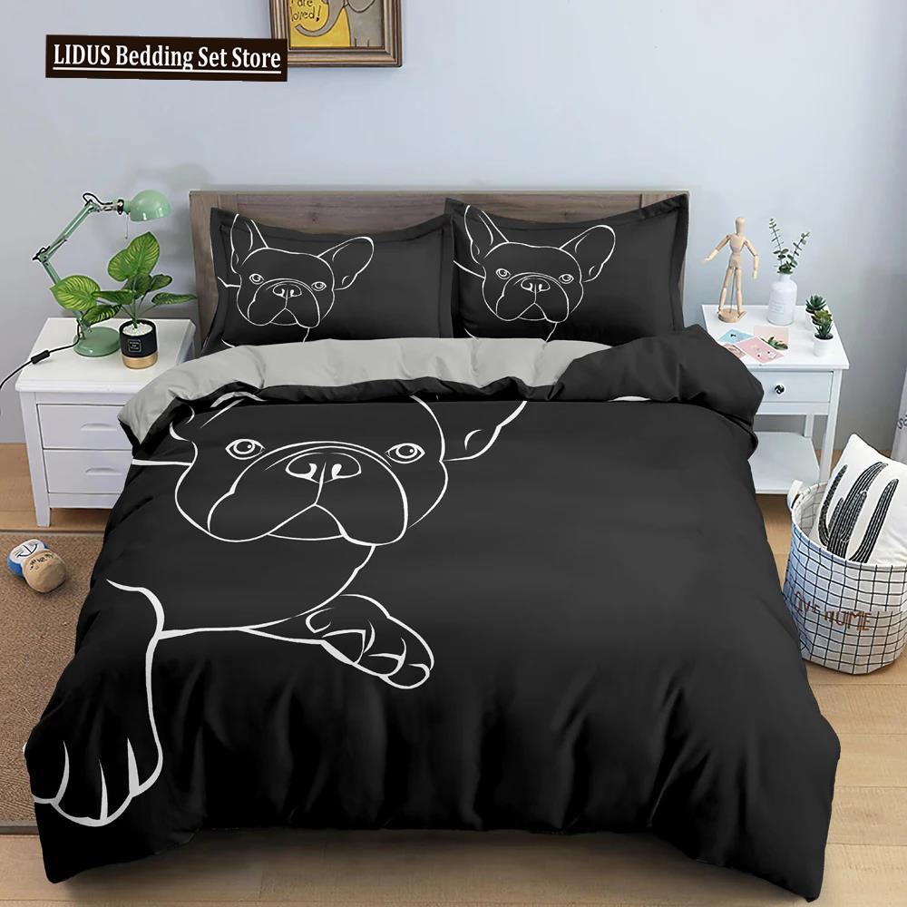Cartoon Dog Duvet Cover Cute Pet Printed Bedding Set Comforter Covers Twin King Quilt Cover With Pillowcase Bedclothes 2/3Pcs