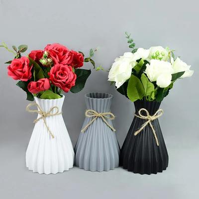 With Rattan Simplicity Flower Vase Imitation Ceramic Ceramic Flower Pot Plastic Flower Vase