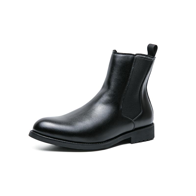 

Мужские роскошные брендовые модные тенденции Повседневные деловые свидания свадьба формальные ботинки коричневые кожаные толстые подошвы рукава челси мужские ботинки 46 чёрный