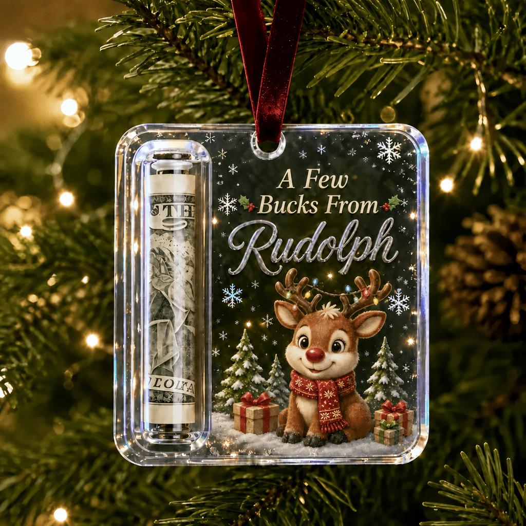 Acrylic Resin Christmas Cash Holder Ornament Reusable Hanging Cash Gift Card Holder For Christmas Tree Decoration