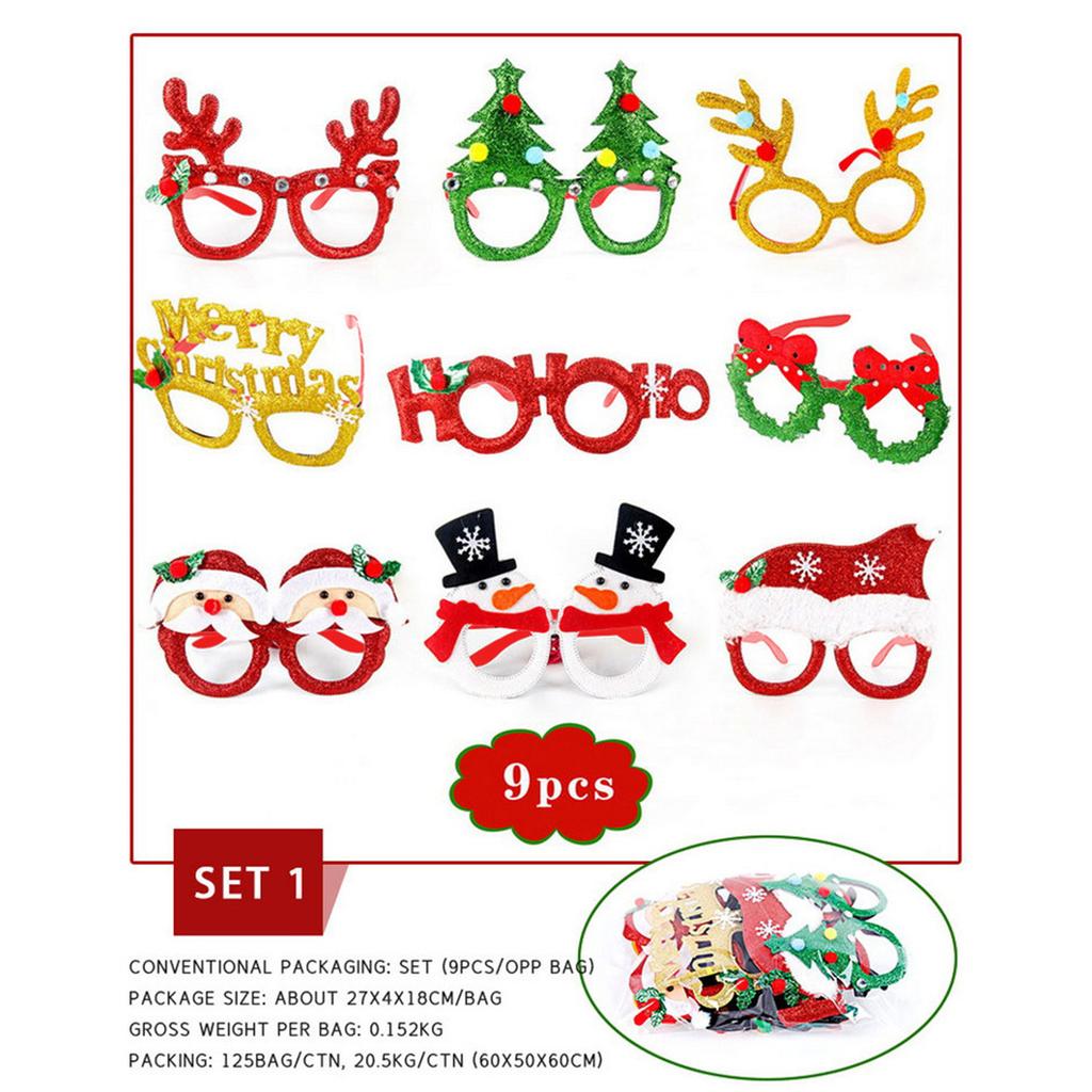 Christmas Glasses Glitter, Party Glasses Frames Christmas Decorations Costume Photo Booth Props for Christmas Party Supplies