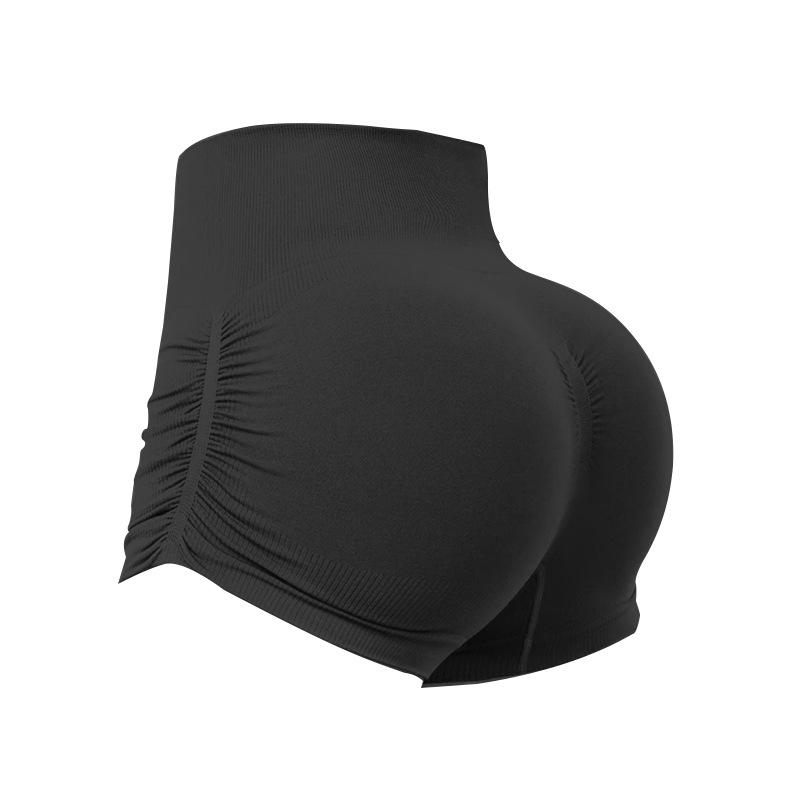 

Персиковые женские шорты для йоги с высокой эластичностью: Сборки, Подтягивающий бедра, Дизайн с тремя точками Small чёрный