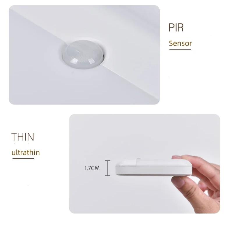 Motion Sensor Light USB Night Light LED Lamp With Switch Rechargeable Inductor Lights For Kitchen Stairs Hallway Closet Bedroom