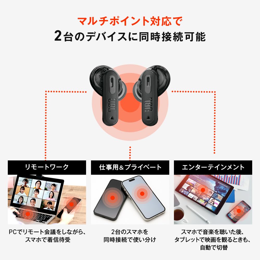 JBL TUNE BEAM 2 Wireless Earbuds Hybrid Noise Cancellation Water Dust Resistant Multipoint Fast Charging Single Ear App Compatible Ghost Mauve