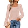 Striped Ruffle Sleeve T Shirt With Square Neck For Fall Casual Womens Top