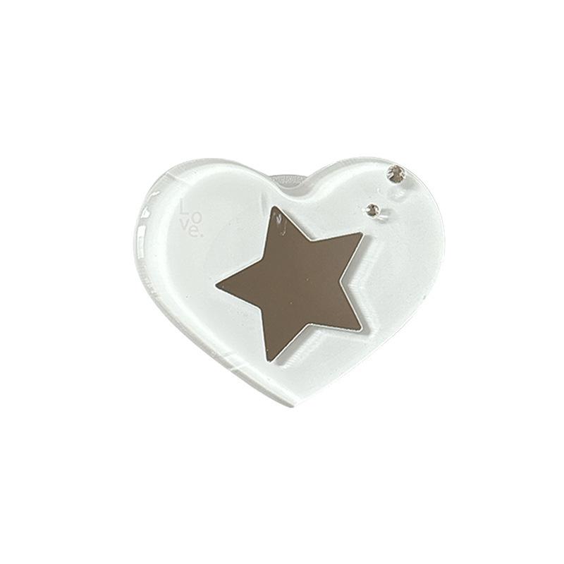 Heart-shaped Rhinestone Star Mirror Phone Holder with Magnetic Finger Ring