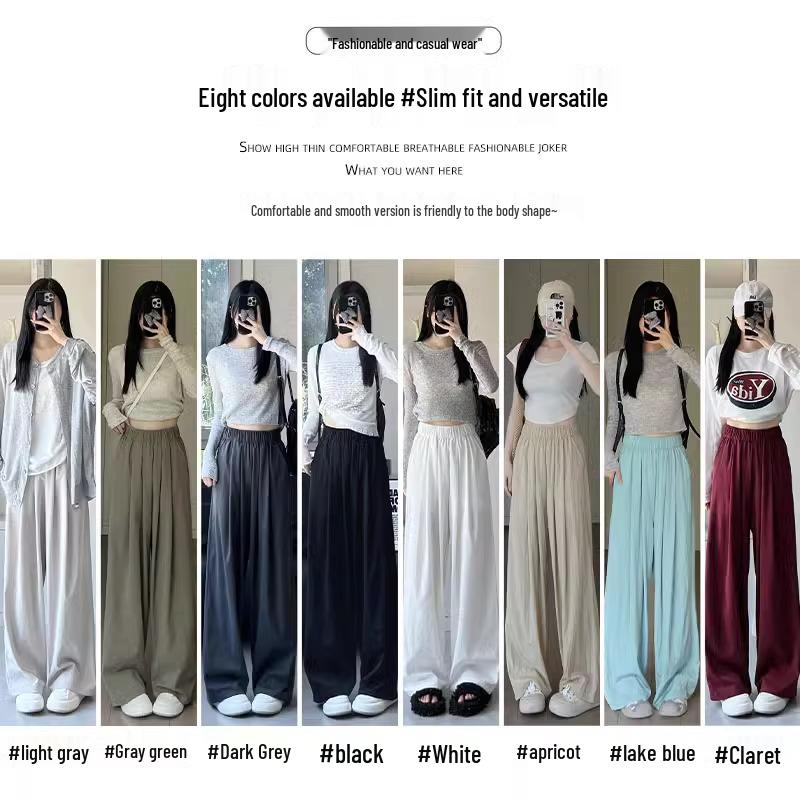 High-Waisted Drapey Women's Slimming Wide-Leg Floor-Length Summer Pants