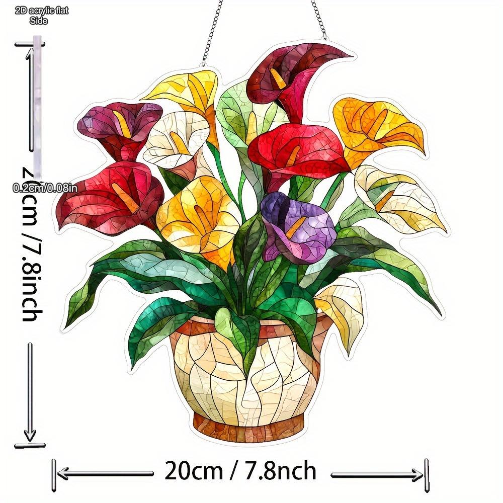 Pretty Floral Pendant Decor Indoor Window - Floral Window Suncatcher Acrylic Decoration, Four Seasons Decoration, Novelty Home Decor