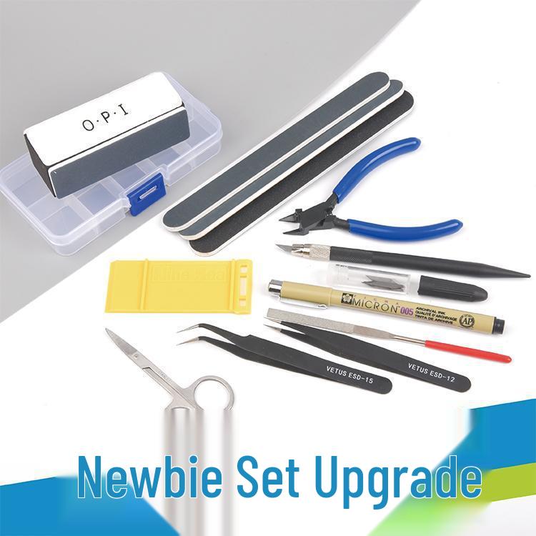 Gundam Modellmonteringsverktygssats: Avbitare, Hobbykniv, Pincetter, Elektrisk polermaskin