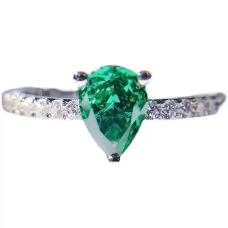 Women s Adjustable Emerald-Colored Gemstone Band Ring - Versatile and Stylish Open Adjustable