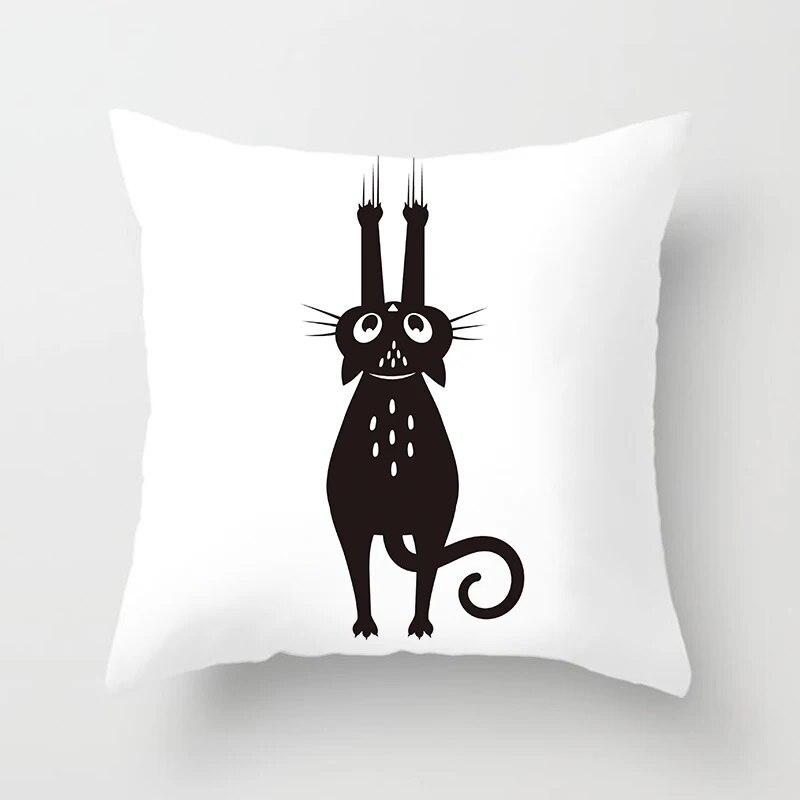 Skull Cat Black  Home Decor Cushion Cover Naughty  Sofa Car Decoration 45x45cm Pillowcase Square Polyester