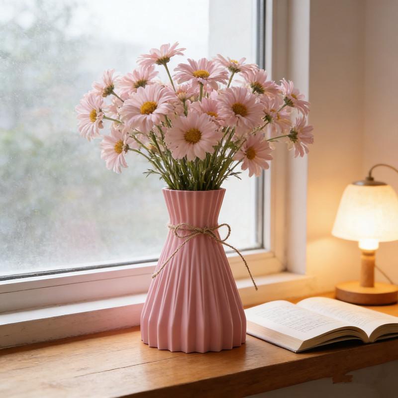 Creative Origami Vase European Pleated Vase Plastic Waist Folding Flower Vase Folding Paper Style Dry Flower Bottle Modern