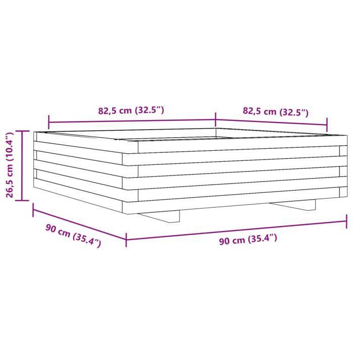 VidaXL Planter Wax Brown 90x90x26.5 Cm Solid Pine Wood, Outdoor Planter, Flower Box, Plant Box, 847315
