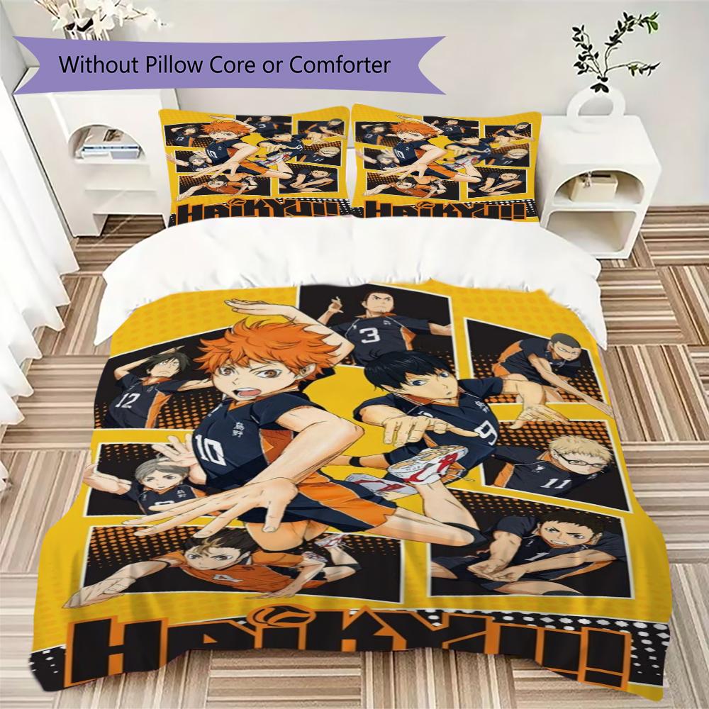 Haikyu!! Anime Pattern Bedding uilt Set uilt Cover Pillowcase Home Decoration Birthday Gift (1 * duvet cover + 2 * pillowcase  without core)53
