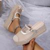 Breathable Lace Wedge Heel Mules Women 2025 Summer Luxury Pearl Chain Close Toe Slippers Bohemia Soft Hemp Sole Sandals Women