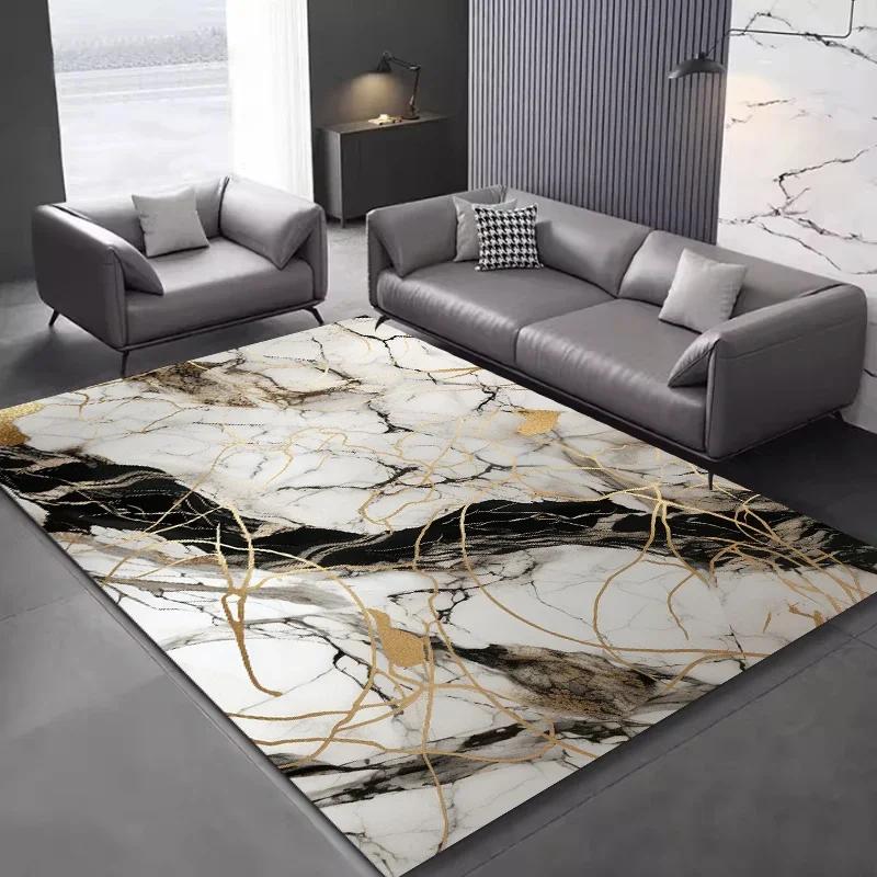 Luxury Nordic Flannel Carpets for Living Room Sofa Beside Texture Decoration Bedroom Rug Large Size Non-slip Washable Lounge Mat