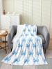 Cute Bowknot Fleece Blanket Princess Style Blue Bow Watercolor Plush Throw for Home Decor Geometric Grid Minimalist Dreamy Sofa