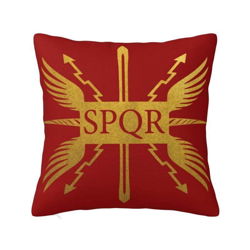 Custom Nordic Gold Roman Imperial Eagle Cushion Cover For Sofa Soft Spqr Medallion Edition Over Black Leather Pillow Case
