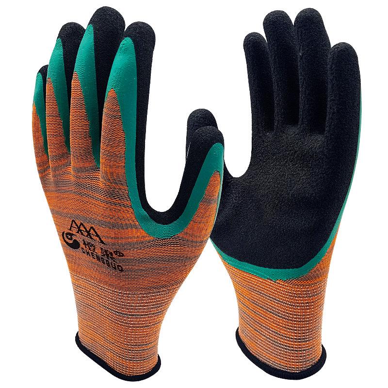 Men's and Women's Waterproof Non-Slip Rubber Coated Work Gloves - Wear-Resistant and Thickened for Construction Sites