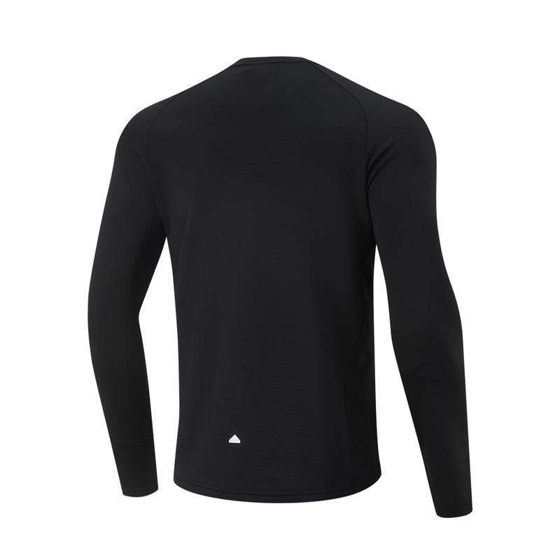 Li Ning Running Series Sports Casual Simple Solid Color Round Neck Pullover Long Sleeve T-Shirt Men Tops Black ATLU225-1