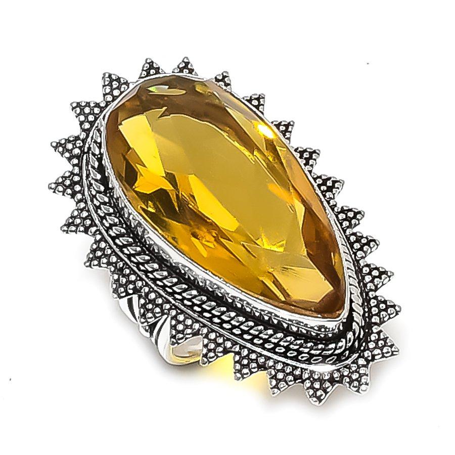 

Citrine Gemstone Handmade 925 Sterling Silver Jewelry Ring Size 6.5 m6L97