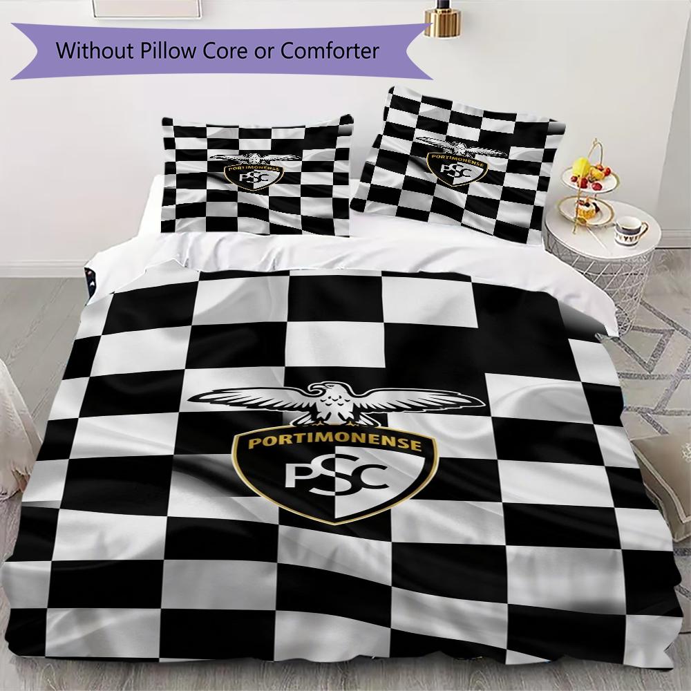 Portimonense SC Pattern Bedding Uilt Set Uilt Cover Pillowcase Home Decoration Birthday Gift (1 * Duvet Cover + 2 * Pillowcase Without Core)