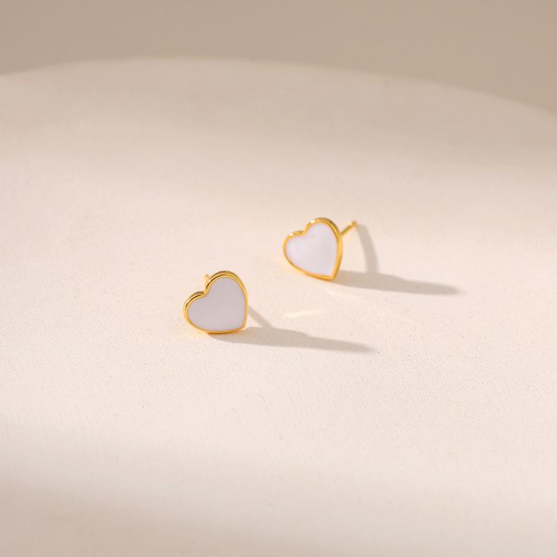 Sweet Dainty 18k Gold Plated Heart Oil Drop Stud Earrings For Women