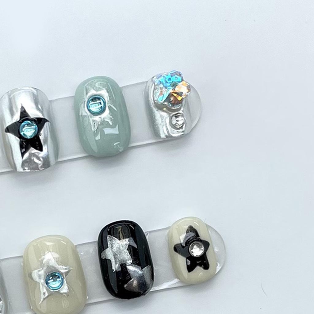 Press on Nails Handmade Gothic Short Artificial Nails Round False Nails DIY Decorations for Personalized Style