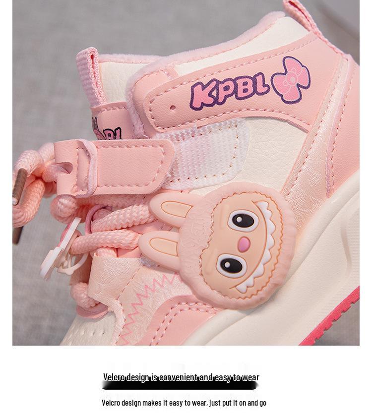 Kinder Winter Baumwolle Schnür-Prinzessin-Sneaker mit Samt-Wärme