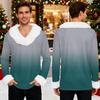 Men's Christmas Printed Fleece Lined Hoodie | Faux Trim Party Sweatshirt With Pocket | Plus Size Loose Fit Holiday Pullover
