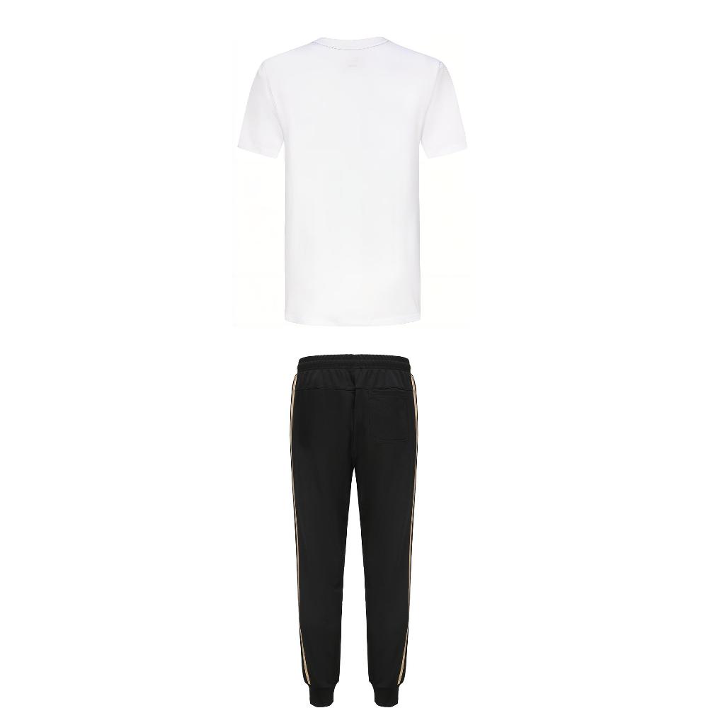 Adidas Taekwondo Round Neck Pullover Simple Short Sleeve T-Shirt Fashion Striped Long Pants Casual Sports Suit Unisex Suit ADICLTS24CTKP-WG+TR30P1T-BG