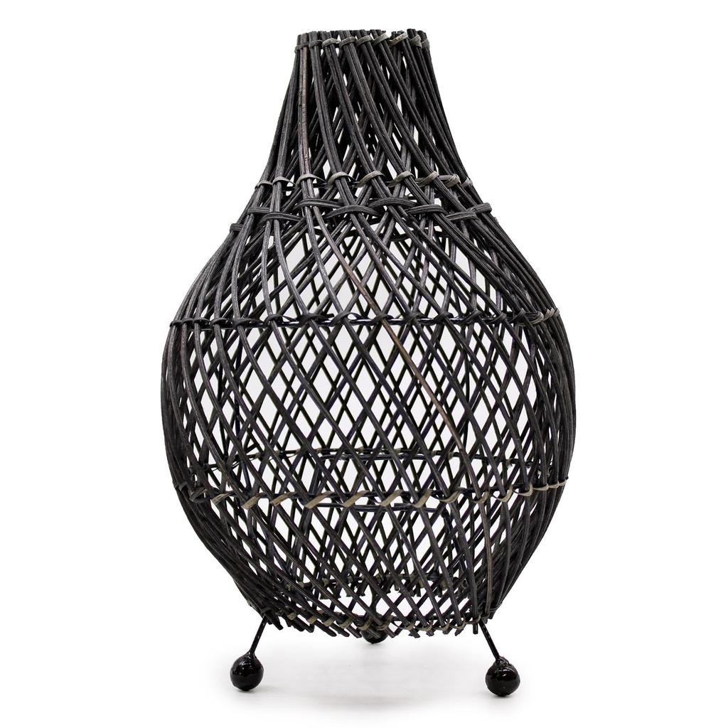 Rattan Table Lamp Black UK Plug