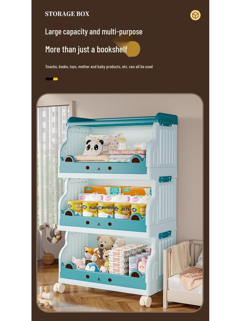 Children's Movable Multi-Layer Bookshelf and Storage Rack