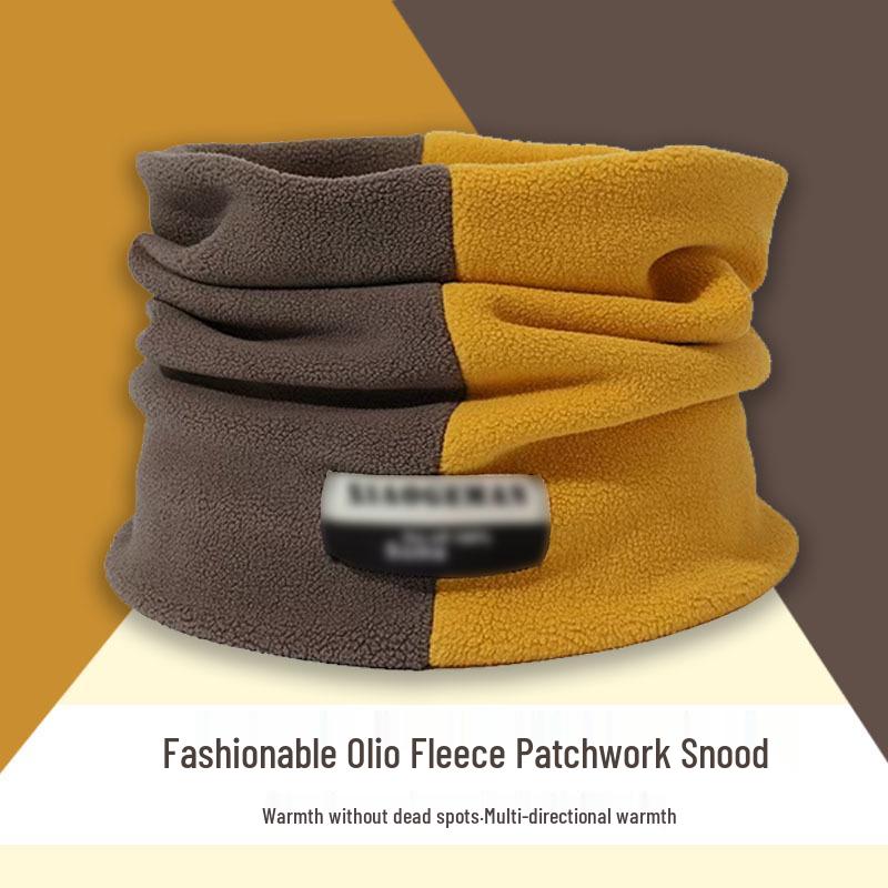 

Мужской и женский двухслойный утолщенный бархатный бафф для шеи - зимний цветной блок, пуловер-шарф для уличной моды кофейный/жёлтый