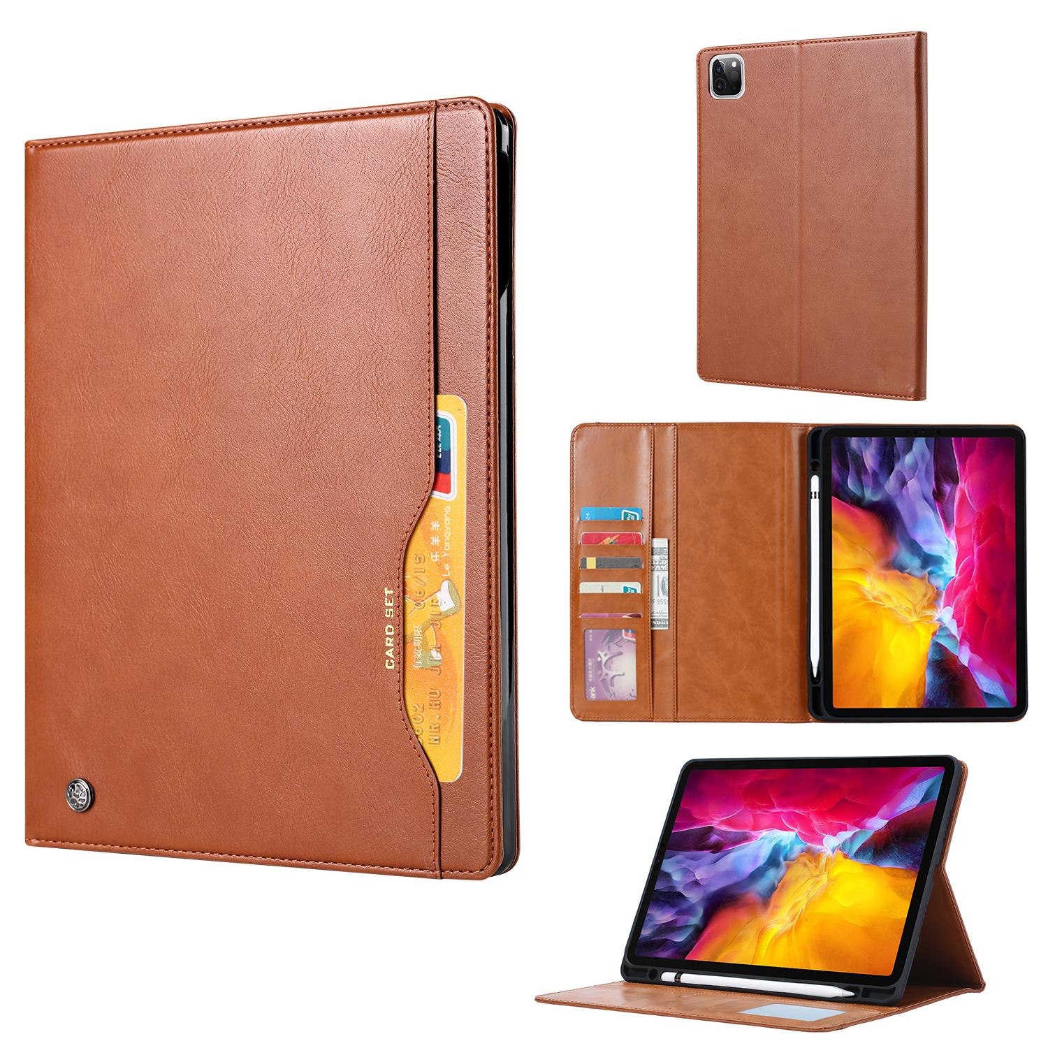 

Business Leather Wallet Flip Tablet Cover For iPad Pro 11 inch 2024 Air 11 2025 A16 Kickstand Pen Holder Book Case Card Solt Bag iPad Pro11 2020 коричневий