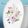 Toilet Lid Sticker Strong Stickiness PVC Waterproof Easy-peel Flower Theme Toilet Seat Decal Restroom Art Decoration